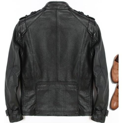Genuine Cowhide Men Motorcycle Mens Leather Suit Jacket Casual Business Classic Male England Style Brand Coat Top