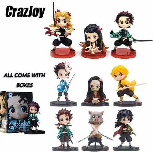 3/6pcs set Demon Slayer Nezuko Zenitsu Tanjirou Giyuu Inosuke Q Ver. Action Figures Toys Kimetsu no Yaiba Anime PVC Figurine Toy