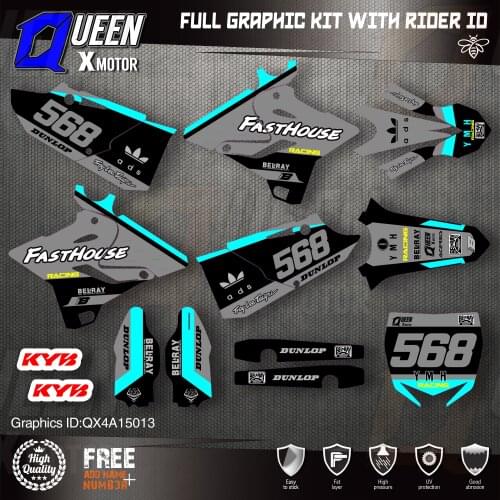 QUEEN X MOTOR Custom Team Graphics Backgrounds Decals 3M Stickers Kit For YAMAHA 2015 2016 2017 2018 2019 YZ125-250 013