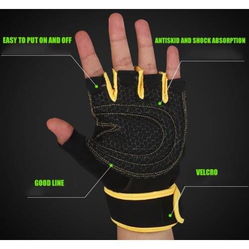 Non-slip Half Finger Gloves with Wrist Wrap Support Padded Fitness Short Open Finger Glove for Riding Sports Summer XR-Hot