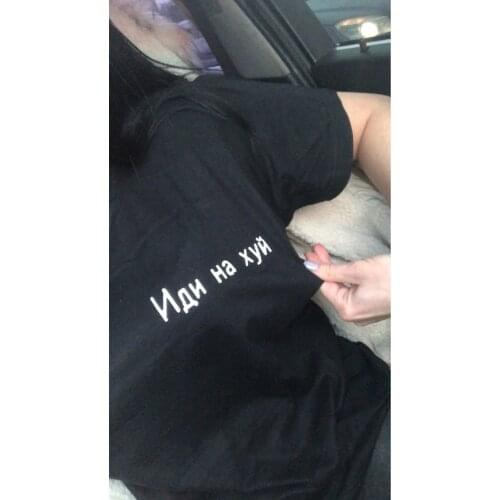 New T-shirts for Women Short Sleeve O-neck Fashion Russian Letter Printed Female T-shirt Black Female Tops Summer Fashion Tee