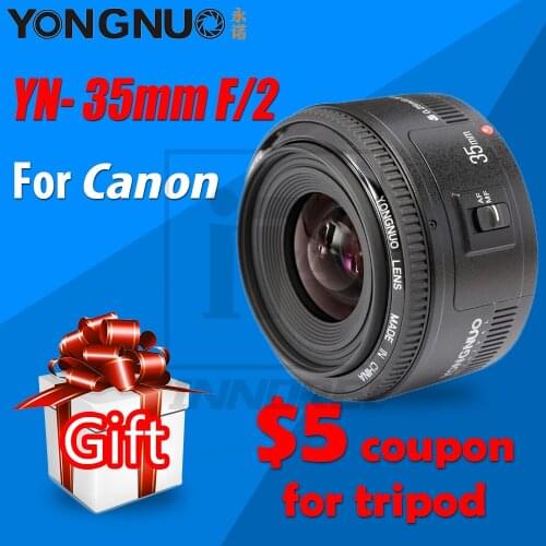 YONGNUO 35mm Lens YN35mm F2 Lens 1:2 AF/MF Wide-Angle Fixed Focus / Large Aperture Auto Zoom Lens For Canon EF Mount EOS Camera