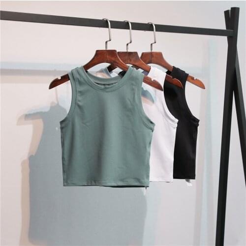 SLIM FIT Cotton Feel Fitness Running Exercise Crop Tops Women Four-ways Stretchy Sport Workout Gym Vest Tank Tops Without Pad