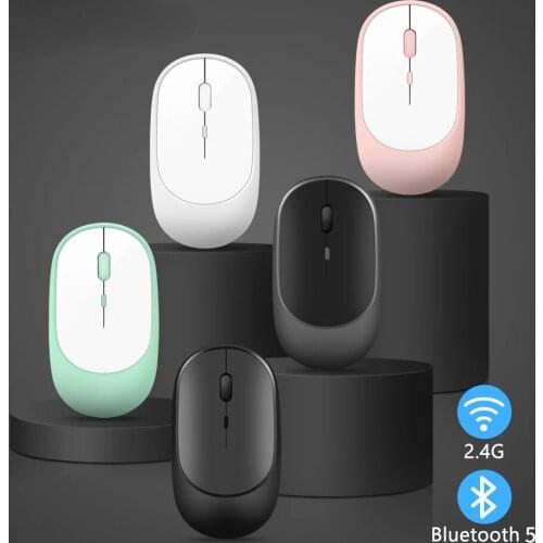 Rechargeable Wireless Mouse Silent Mice for MacBook PC iPad Computer Dual Modes Bluetooth 4.0 + USB mouse with 3 Adjustable DPI