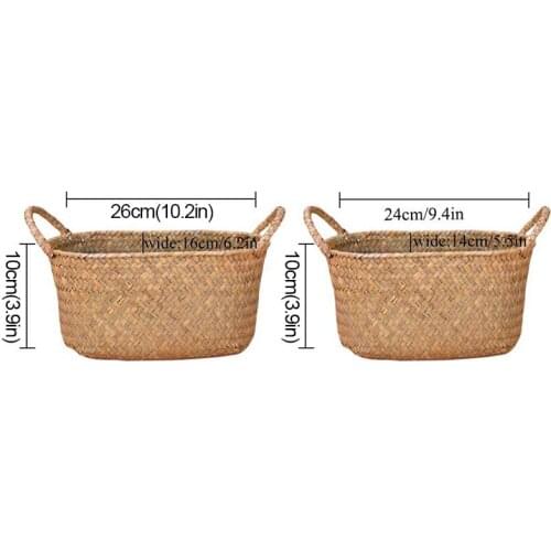Wicker Weaving Storage Basket for Kitchen Handmade Fruit Dish Rattan Picnic Food Bread Loaf Sundries Neatening Container Case