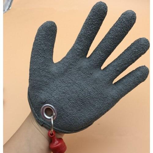 PE Nylon Fisher Catch Fish Stab-proof Non-slip Anti-wear Gloves Outdoor Hunting Angling Fishing Palm Full Finger Hanging Mittens