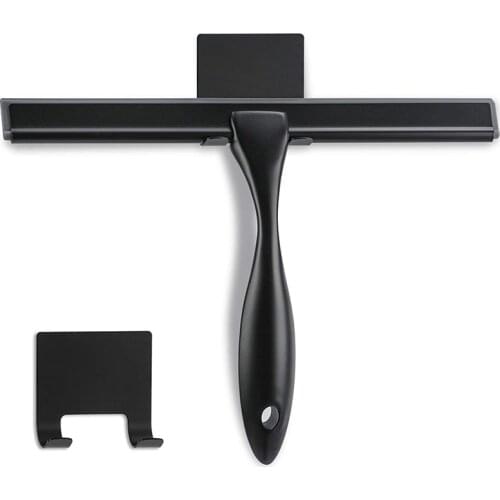 Shower Squeegee, 10-Inch Matte Black Squeegee, All-Purpose Stainless Steel Squeegee for Bathroom, Shower Doors, Mirrors