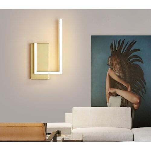 Modern Minimalist Wall Lamps Living Room Bedroom Bedside 10W AC96V-260V LED Sconce Gold Coffee Lamp Aisle Lighting Decoration