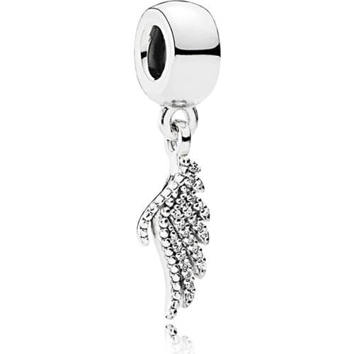 925 Sterling Silver Charm New Silver Feather Pendant Fit Pandora Women Bracelet & Necklace Diy Jewelry