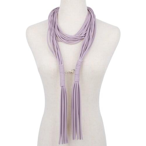 Purple MultiLayer Neck Chain Necklaces Bohemian Tassel Jewellery For Female Exaggerated Rubber Rope Necklace Womens Accessories