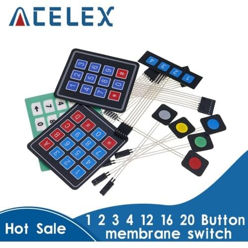 1 2 3 4 12 16 20 Key Button Membrane Switch 1x4 3x4 4x4 4x5 Keys Matrix Array Keyboard Keypad Control Panel DIY Kit For Arduino