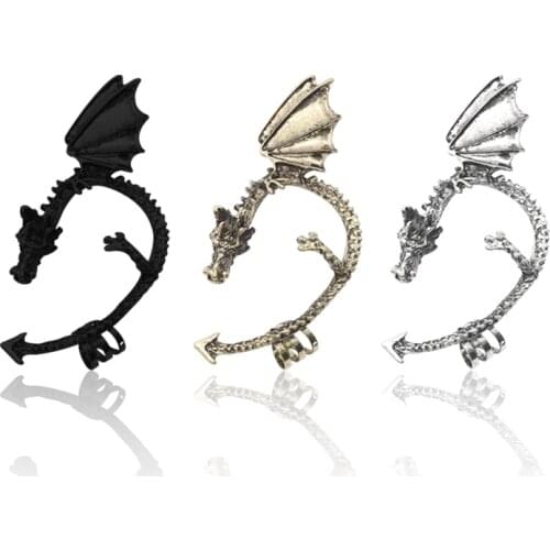1Pcs Vintage Punk Dragon Ear Cuff Earrings Personality Gothic Chinese Dragon Earrings For Women Non Pierced Ear Clip Jewelry