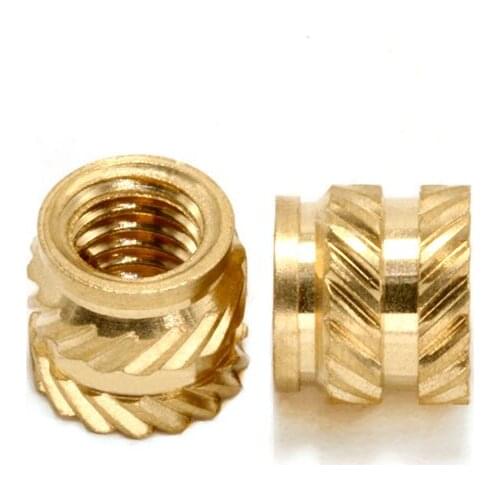 20pcs M4 twill injection knurled brass nuts hot pressing melting brassiness inserts nut 5mm outer diameter 4mm-10mm high