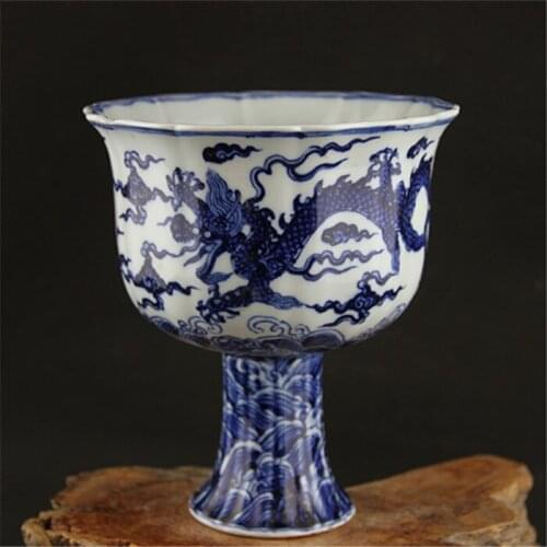 6 Antique MingDynasty porcelain bowl,Blue dragon tall bowl,handmade crafts,collection / Adornment,Home Decorations,Free shipping