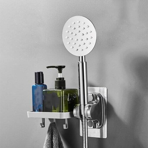 90° Aluminum Shower Head Holder Bracket Universal Adjustable Wall Mounted Bathroom Kitchen Restroom Accessories Punch-free