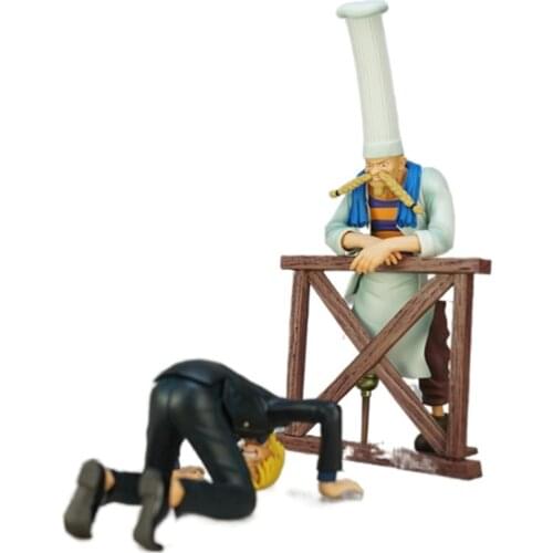 Anime 2pcs/lot One Piece Sanji & Kowtowing To Zeff Dramatic Showcase PVC Figures Collectible Model Toy with box