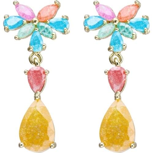 Bettyue New Arrival Tropical Enthusiasm Style Women Cubic Zircon With Coconut Tree And Waterdrop Shape Attractive Earring Party
