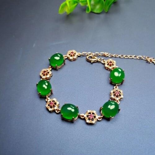 Natural ice chalcedony inlaid bracelet