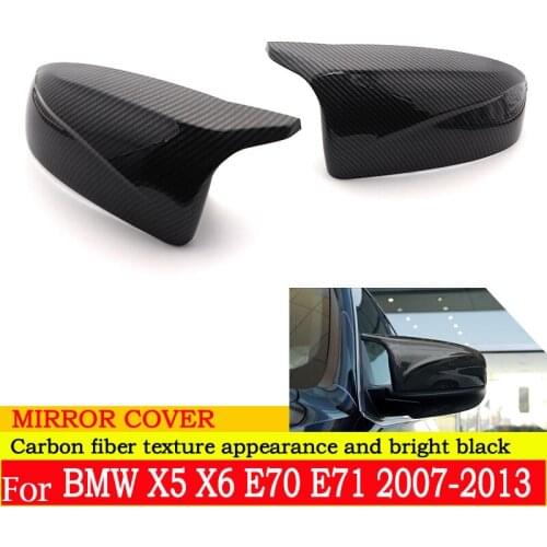 For BMW X5 X6 E70 E71 2007-2013 1 Pair Carbon Fiber Look ABS Mirror Cover X5 X6 Car Side Rearview Mirror Cap Cover Replacement