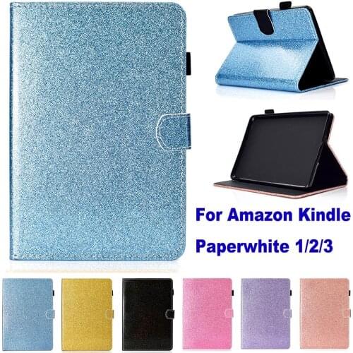 Glitter Bling Case For Amazon Kindle Paperwhite 1/2/3 eReader 6.0 inch Case Stand Cover Pouch Shinning Sleeve Touch Pen Gift