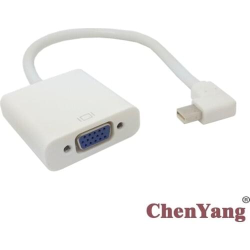 Chenyang VGA RGB monitor Projector Adapter to Right Angled 90 degree Mini DisplayPort DP Male Cable White color
