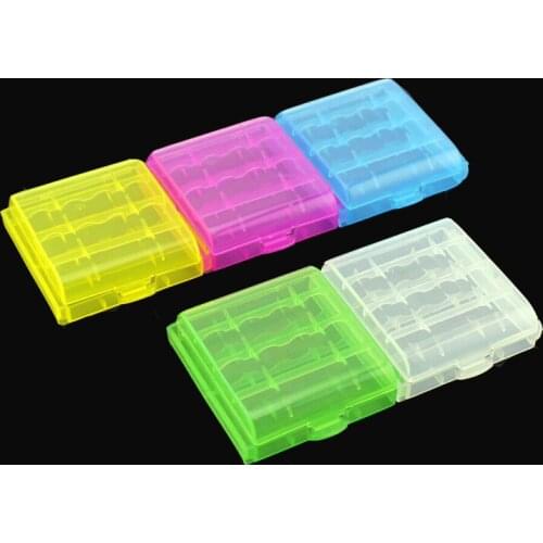 2018 Coloful Battery Holder Case 4 AA AAA Hard Plastic Storage Box Cover For 14500 10440 Battery Wholesale