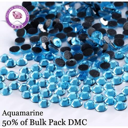 DMC Aquamarine SS6 SS10 SS16 SS20 SS30 Hotfix Rhinestones Glass Crystal Stones FlatBack Rhinestone Iron on Dresses Bags Shoes