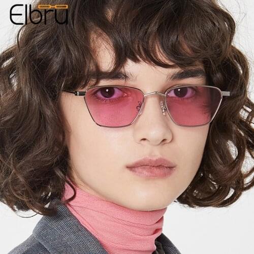 Elbru Classic Fashion Retro Sunglasses Women Brand Designer Sun Glasses Cateye Lady Metal Frame Ocean Color Lens Sunshades