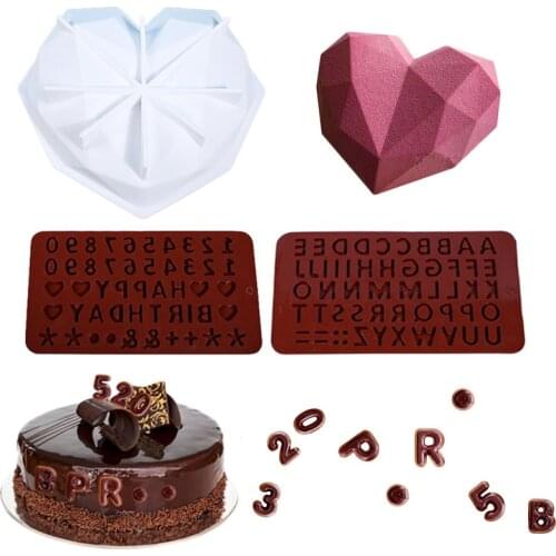 DIY Epoxy Mold Baking Diamond Love Letter Numeric Silicone Mold 3D New Products Furniture Craft Kitchenware Supplies