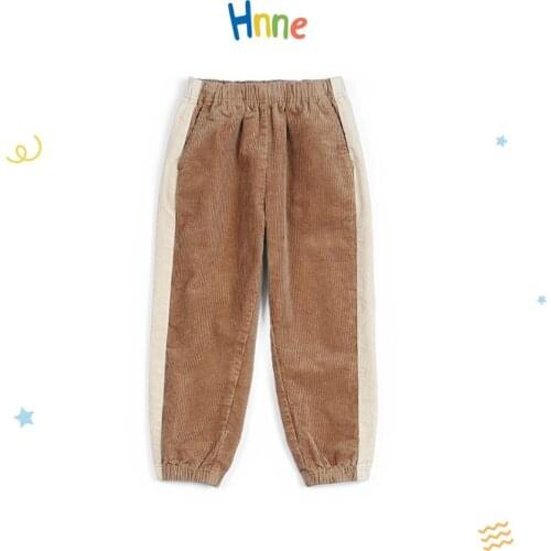 Hnne 2021 Spring Winter New Warm Corduroy Pants Children Fashion Contrast Color Unisex Boys Girls Trousers Quality Kids Clothes