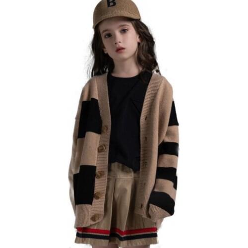 Girls Cardigan Sweaters Fall Autumn Clothes Kids Outfits Toddler Coat Warm Soft Winter Knitted Designed Children Striped Sweater