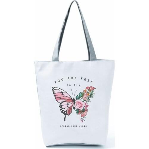 Butterfly Printed Hot Sale Ladies Handbags Pretty Beach Bags for Women Trip Large Capacity Portable Female Shopping Shoulder Bag