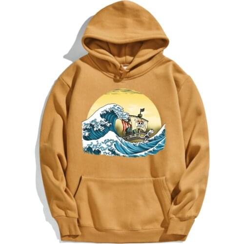 Funny Anime Japan Anime Sweatshirts Male Pirate Ship Sailing Forward Hoodie Man Fashion Streetwear Oversized Pullovers For Man