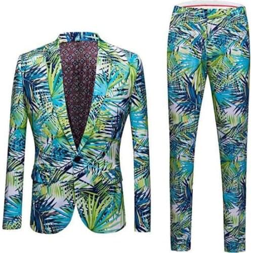Mens printed suits blazer masculino korean slim groom dress terno masculino casual flower jackets jaqueta masculina fshion
