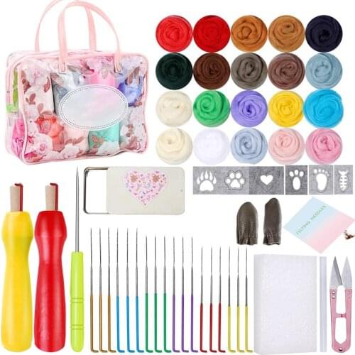 LMDZ Felting Kit Needle Wool Felting Starter Kit Felting Supplies Needle Felting Kit Wool Felting Tool Wool Roving Handcraft Kit