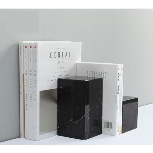 Natural Stone Bookend Liberary Book Stop Marble Book Stand Cilinder Bookshelf Stop Marble Block Home Decor Sample Room Crafts