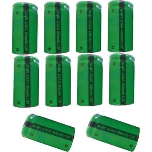 10PCS PKCELL 2/3AA 1.2V 650mAh Ni-MH Battery 2/3 AA Rechargeable Batteries flat top For Soldering pack