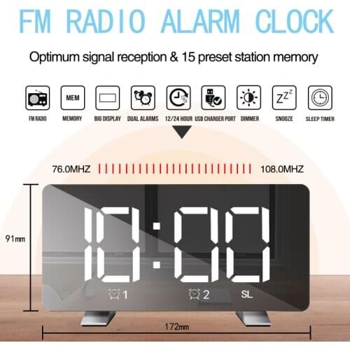 Newest Creative LED Radio Alarm Clock Snooze Electronic Clock USB Charging Digital Desk Clock Home Decor Accessories 2021 Hot