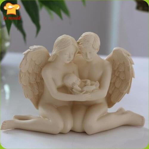 2016 New Angel couples children candle mould Men and women lovers child festival household candles adornment silicone mold