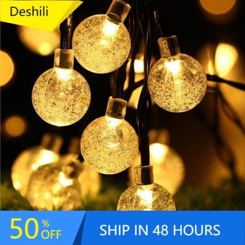 NEW 20/30/50 LED Crystal ball LED Solar Lamp Power LED String Fairy Lights Solar Garlands Garden Christmas Decor For Outdoor