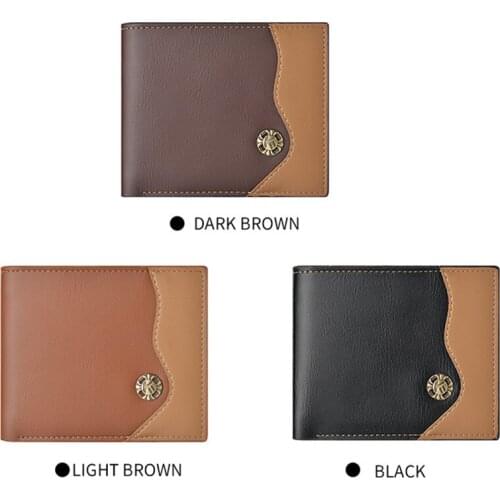 New mens short wallet stitching three-fold mens horizontal wallet Korean multi-card pocket wallet