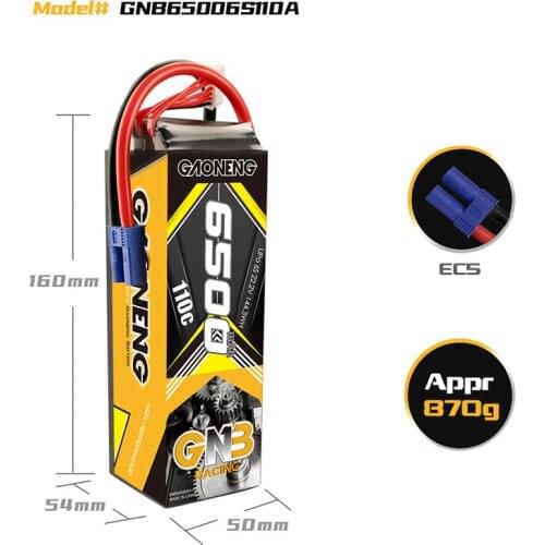 Original GNB 6500mAh 6S 22.2V 110C/220C Lipo Battery With EC5 XT90 Plug for RC Helicopter Airplane RC Car Boat Parts