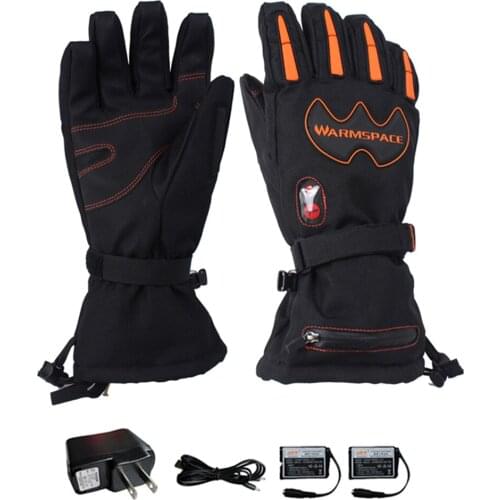 1 Pair Heated Gloves Outdoor Waterproof Battery Powered Heated Ski Gloves 3 Level Temperature Control US/EU Plug