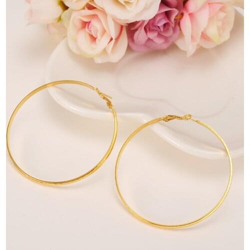 2pairs Girls big Round Circles Huggies Hoop Earrings Gold punk Jewellery Aros women jewelry african girls earring best gift