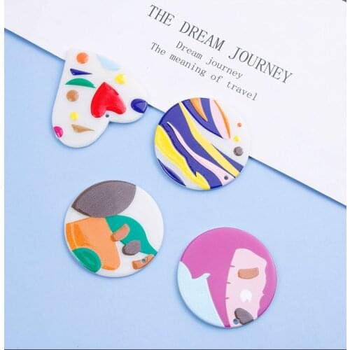 4pcs 37mm Resin Charm Earring Heart Shape Accessories Earring Acrylic Charms Ear Pendant DIY Handmade Design