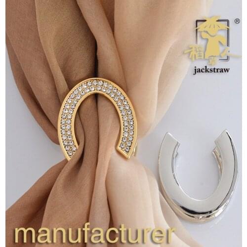 Horseshoe U shape double-layer high quality smooth scarf deduction crystal multi-functional scarf jewelry smooth no hook silk