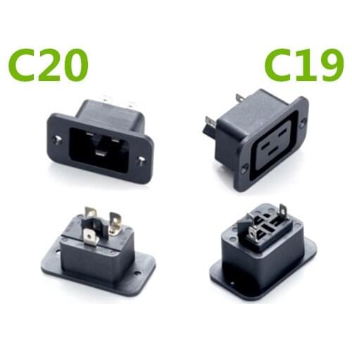 AC 250V 16A IEC 320 C19 C20 Panel Mount Plug Connector Socket