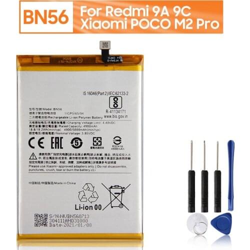 Xiao Mi Original BN56 Battery For Xiaomi Redmi 9A 9C Xiaomi POCO M2 Pro Genuine Replacement Phone Battery 5000mAh With Free Tool