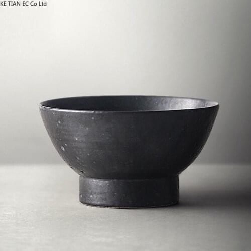 Modern Ceramic High-footed Rice Bowl Handmade Stoneware Tableware Home High-footed Dessert Snack Salad Bowl Restaurant Tableware