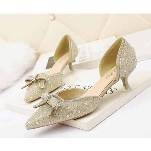 Pumps Shoes Women Spring 2021 New Pointed Toe Stiletto High Heel Sandals Summer Brand Office Shoes Bowknot Sandals Women